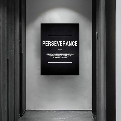 Inspirational Wall Art Motivational Entrepreneur Quote Painting Prints on Canvas Inspiring Hustle Posters Perseverance Noun Pictures Artwork Home Office Decor Framed Ready to Hang (18”Wx24”H)