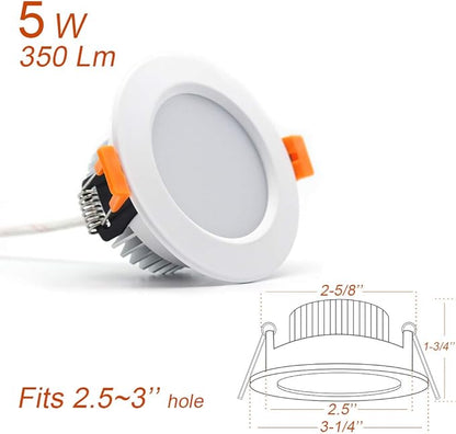 2.5 inch Dimmable LED Recessed Lighting, 5W Retrofit Downlight, 4000K Natural White, CRI 80 with LED Driver, as AC 110V Ceiling Light Fixture for Living Room, Kitchen, Bedroom, Hallway, 10 Pack
