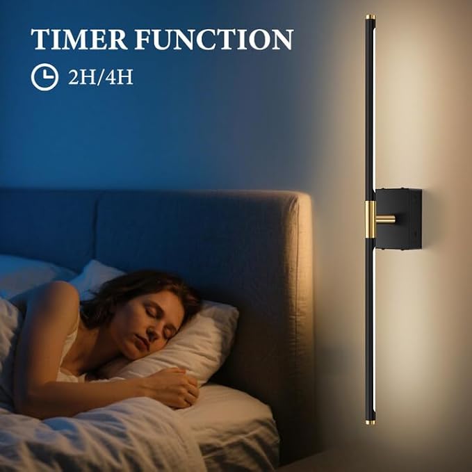 SAIMAND Wireless Sconces Set of 2 Battery Operated,8000mAh USB Rechargeable Wall Light with Remote Control,3000K-6000K LED Dimmable Wall Lamp for Living Room, Hallway, Bedroom (Black+Gold)