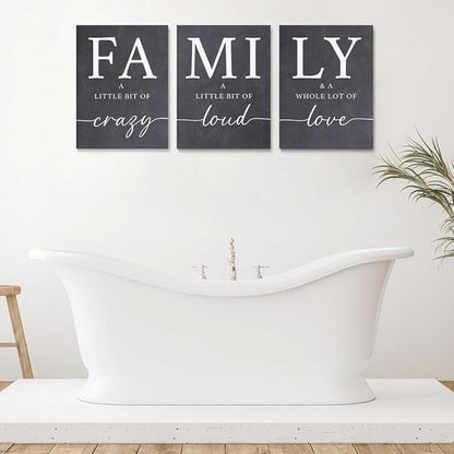 GUBIYU Gray Family Wall Art Set of 3 20"X28" Modern Farmhouse Decor for Living Room, Dining Room, Kitchen, Office, Bedroom