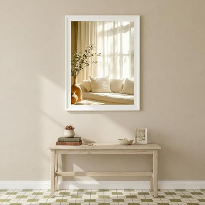 White Mirror for Bathroom,Rectangle Rustic 30 x 36 inch Vanity Mirror for Wall,Wall-Mounted Hanging Mirror for Entryway,Bedroom or Living Room