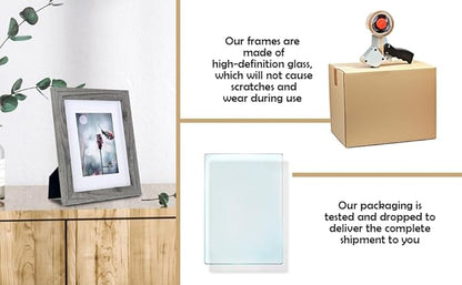 Grey 5x7 Picture Frame set of 3,Display 5x7 without Mat or 4x6 with Mat