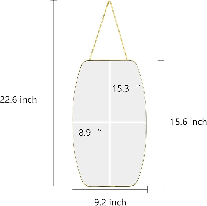 Irregular Rectangular Wall Mirror, 15.6x9.2-inch Gold Wall-Mounted Mirror, Modern Decorative Wall Mirror, Suitable for Bathrooms, Hallways, Entryways, and More (Gold)