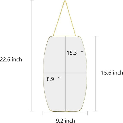 Irregular Rectangular Wall Mirror, 15.6x9.2-inch Gold Wall-Mounted Mirror, Modern Decorative Wall Mirror, Suitable for Bathrooms, Hallways, Entryways, and More (Gold)