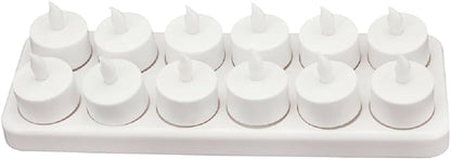 【Upgraded】 CD-RC-12ST-A Rechargeable LED Electric Candles, Flameless Flickering Tea Lights, Set of 12, Amber Color