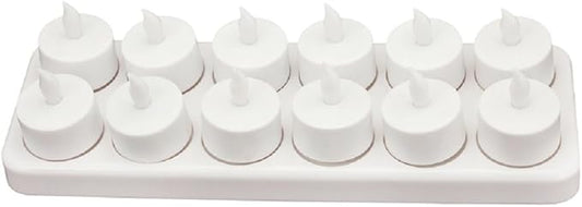 【Upgraded】 CD-RC-12ST-A Rechargeable LED Electric Candles, Flameless Flickering Tea Lights, Set of 12, Amber Color