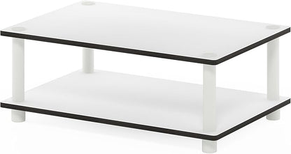 Furinno JUST Coffee Table, 2-Tier Modern Coffee Table with Open Shelf, Toolless Assembly Side Table, for Living Room, Bedroom, Home Office, Plain White