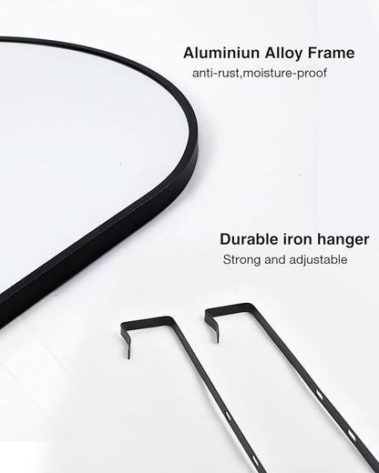 ITSRG Full Length Mirror Door Hanging, Over The Door Mirror Full Length, 48"x14" Bathroom Door Mirror, Long Mirror for Bedroom Living Room Locker Room (Black)