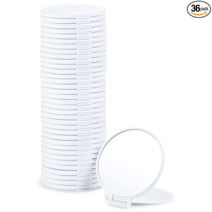 Qislee Compact Mirror Bulk, Round Makeup Bulk Compact Mirrors for Purse, Set of 36 (White)