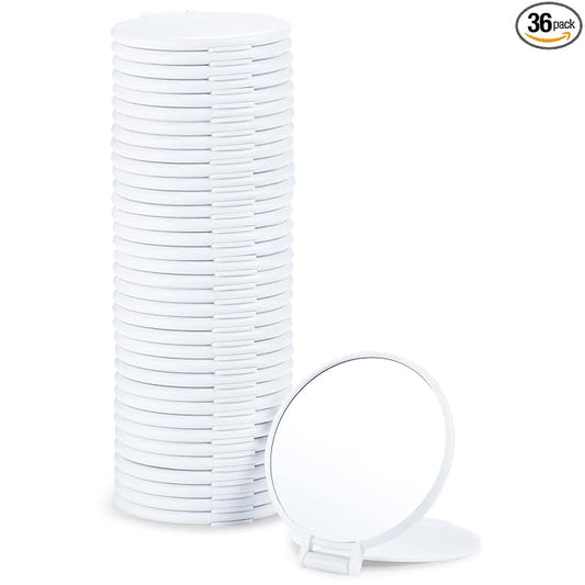 Qislee Compact Mirror Bulk, Round Makeup Bulk Compact Mirrors for Purse, Set of 36 (White)