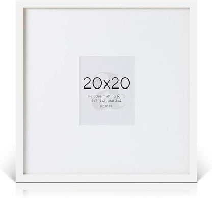 artisane home goods - Gallery Frame 1.0, Picture Frame, 20x20 White, Gallery Wall Frame Set, Large Picture Frame, Oversized Mat (4x4, 4x6, and 5x7)