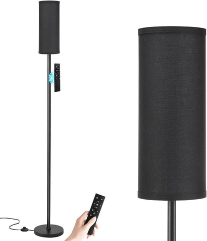 Ambimall 64'' Floor Lamps for Living Room with Remote Control and Stepless Dimmable Colors Temperature & Brightness, 9W Bulb Included(Black Lampshade & Black Pole)