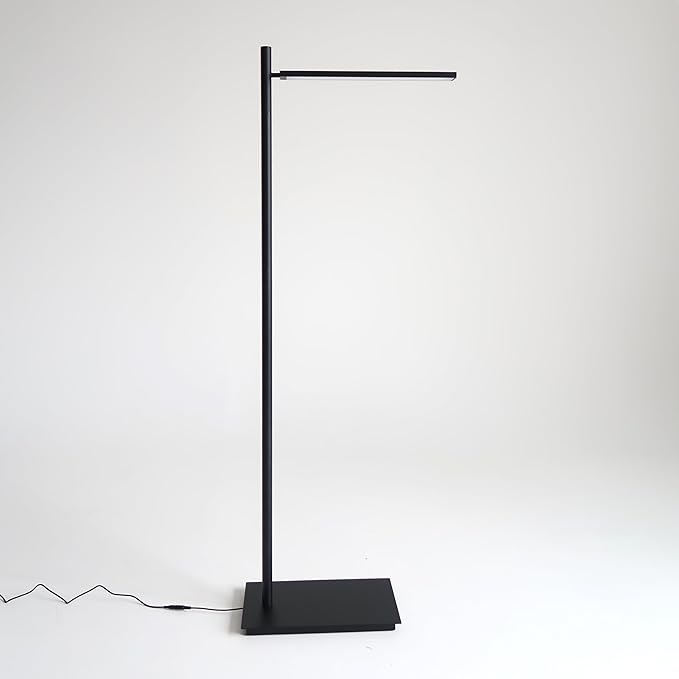 Brightech Linden LED Standing Floor Lamp for Bedroom, Living Room, Office - Tall Modern Bedside Reading Light - Dimmable and Adjustable Head - Black