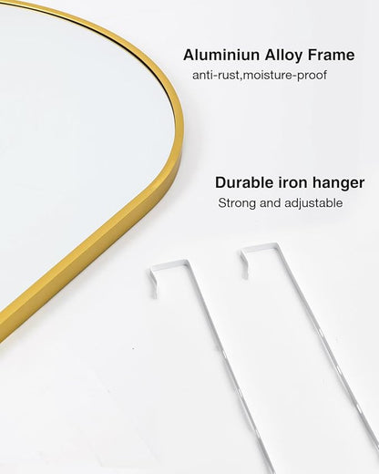 ITSRG Full Length Mirror Door Hanging, Door Mirror, Full Length Miiror, 48"x14" Bathroom Mirror, Long Mirror for Bedroom Living Room Locker Room (Gold)