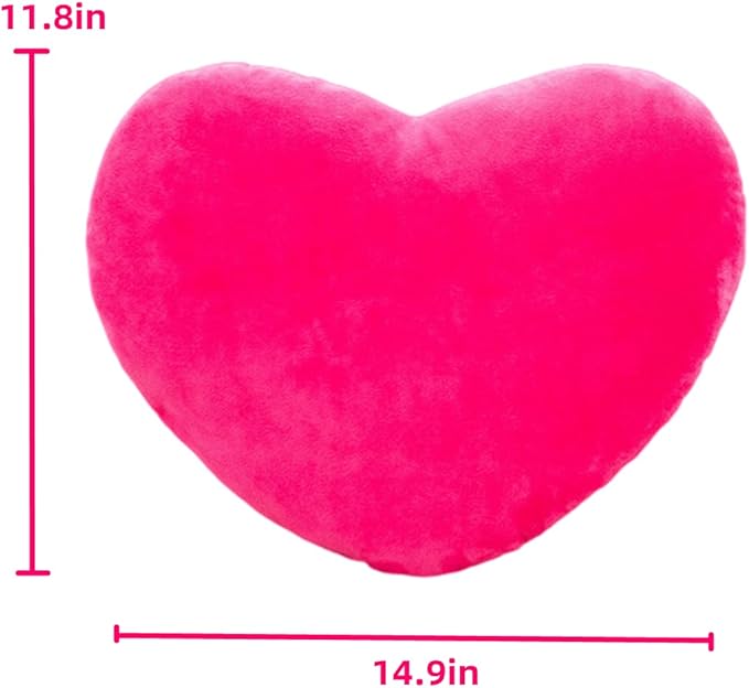 S_SSOY Plush Pillow Heart Shape Cushion Fluffy Throw Pillows Decorative Back Cushions for Friends Valentine's Day (Rose Red)