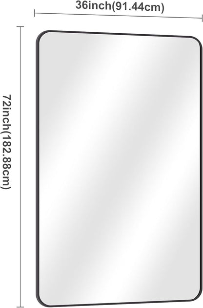 DESBING 60" x 36"Bathroom Mirror, Matte Black Wall Mirror with Metal Frame, Decorative Rectangular Vanity Mirror for Bedroom Bathroom Living Room Entryway (Horizontal/Vertical)