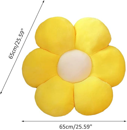 lannery Flower Plush Throw Pillows, Flower Floor Pillow Seating Cushion Toy for Reading, Room, Watching TV (25.6", Yellow-1)