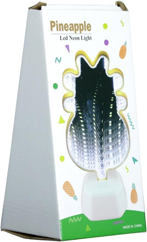 Infinite Mirror Tunnel Light, LED 3D Pineapple Sign Night Light for Party Home Decor and Children's Room (Double Sided)