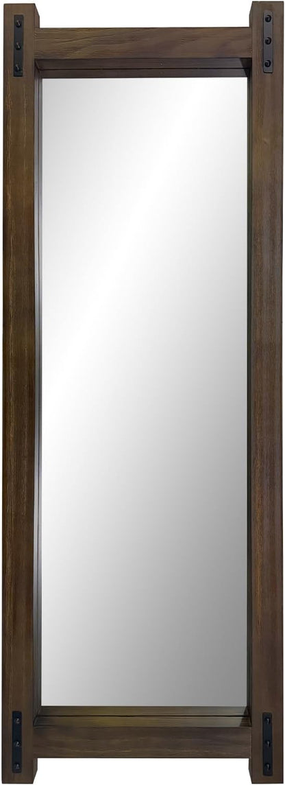 Full Length Mirror with Wood Frame ，60" x 21" Standing Full Body Floor Wall Mounted Hanging Mirror for Bedroom, Living Room，Cloakroom