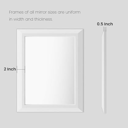 Amorho Bathroom Mirror, 72 X36 Inch White Thick Metal Framed Wall Mirrors for Over 2 Sinks, Bedroom, Living Room, Entryway, Large Rectangle Wall-Mounted Mirrors.
