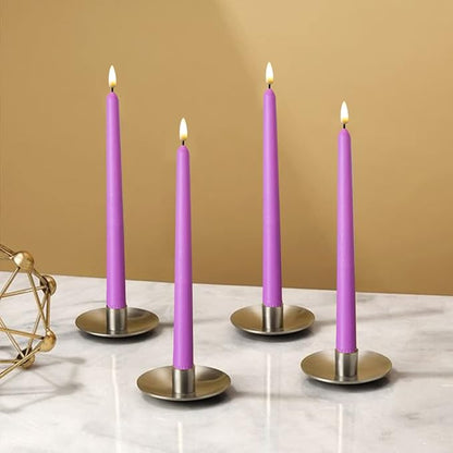 NONNO & ZGF 10 Pack Purple Flameless 11'' Wax Covered Taper Candles with 2 Remote, Use 2-AA Battery (Not Included, Runs 200 Hours)