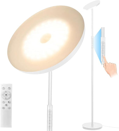 mukuxin Floor Lamp, Upgraded 40W 4000LM Super Bright Torchiere LED Floor Lamps for Living Room, Stepless Dimmable Color Temperature 2700K-6500K with Remote & Touch Control, Standing Light (40W White)