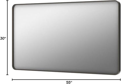 Bronze Bathroom Mirror for Wall, 55x30 Large Brushed Bronze Vanity Mirror for Bathroom, Rounded Rectangle Mirror, Anti-Rust, Shatterproof (Horizontal/Vertical)