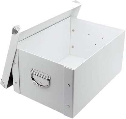 GUOZI Collapsible Storage Box, Decorative Memory Box with Lid & Metal Reinforced Corners, Cardboard File Bin with Handles, Organizer Gift Box for Keepsake Toy Photos Office Nursery Wardrobe Bookshelf