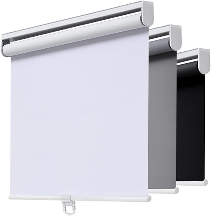 Cordless Roller Shades Blackout Blinds for Windows Room Darkening Rolled Up Shades with Spring System, UV Protection Window Shades Door Blinds for Home and Office (78" W x 72" H, White)