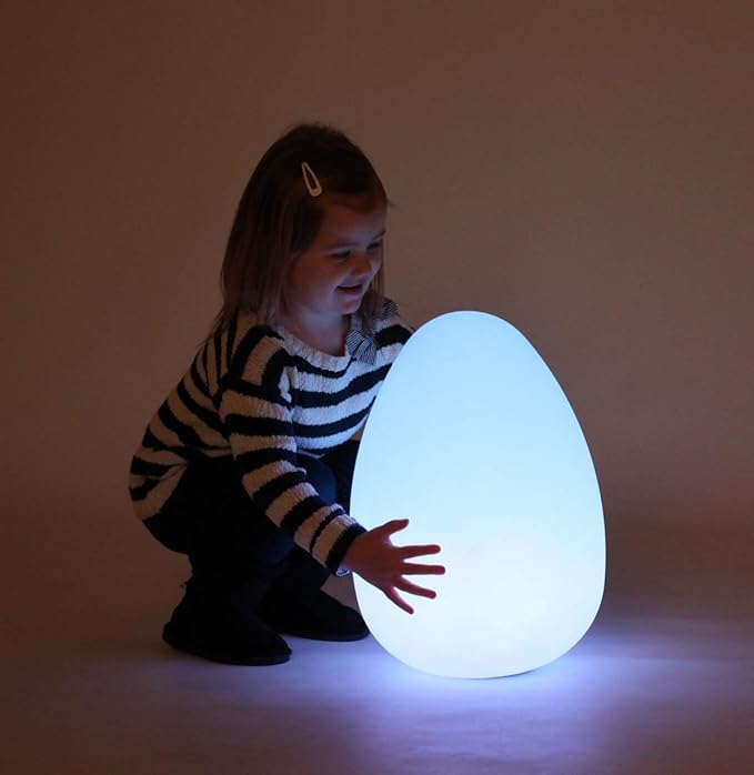 Mr.Go 11-Inch LED Egg Lamp with Remote - Color-Changing, Cordless, Waterproof, Rechargeable Night Light Mood Lighting - 16 RGB Colors, 4 Modes, Dimmable - Great as Table Centerpiece or Room Decoration