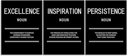 Inspirational Wall Art for Office Inspiration Excellence Persistence Motivational Creation Print Canvas Poster Painting Modern Inspiring Artwork for Home Living Room Stretched and Framed[36''Wx 16''H]