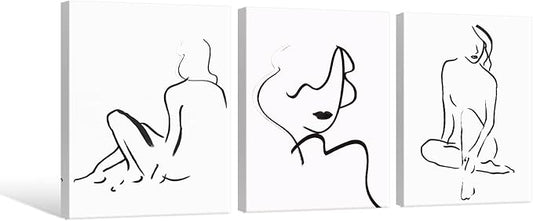 Chadow Artwork Abstract Woman Line Wall Art Black and White Wall Art Line Drawing Modern Minimalist Wall Decor Abstract Woman's Body Shape Poster Minimalist Line Artwork for Woman Bedroom Bathroom