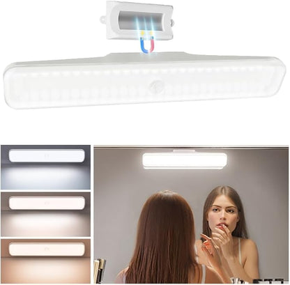 EZVALO Wireless Vanity Lights for Mirror, Rechargeable Makeup Light with 3 Color Modes, Touch Control, Adjustable Angle, Cordless Dimmable Mirror Light for Bathroom, Shave, Women Gift (1 Pcs)