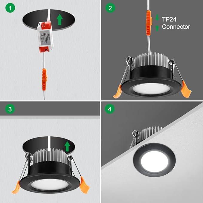 Smart 2 Inch Recessed Lighting, WiFi LED Downlight 5W 120V, Compatible with Alexa and Google Home, Dimmable RGB & CCT 2700-6500K, Black Trim, LED Ceiling Light with Driver (4 Pack)