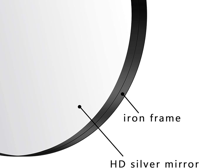 LYYYXGYP Black Round Wall Mirror for Bathroom 24x24 Inches Stainless Steel Metal Frame Mirror for Wall Hanging Wall Mounted Mirror