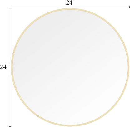 WallBeyond 24 inch Round Mirror Gold Circle Wall Mirror for Bathroom with Metal Framed, Round Wall Mirror for Wall Decor, Vanity, Entryway Living Room