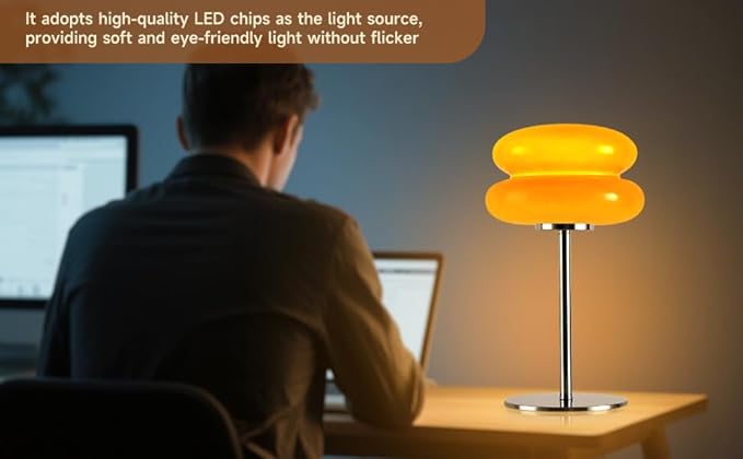 WELIASA Mushroom Lamp Table Lamp for Night Stands,Mid Century Modern Desk Lamps for Bedroom, Vintage Dimmable Bedside Small Cute Lamps, Cool Aesthetic House Warming Gifts New Home Decor (Orange)