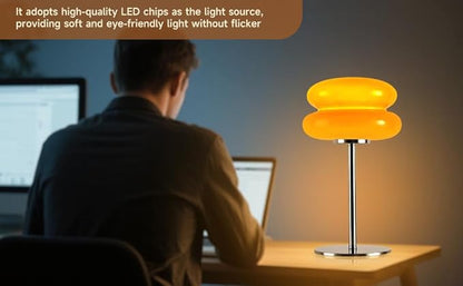 WELIASA Mushroom Lamp Table Lamp for Night Stands,Mid Century Modern Desk Lamps for Bedroom, Vintage Dimmable Bedside Small Cute Lamps, Cool Aesthetic House Warming Gifts New Home Decor (Orange)