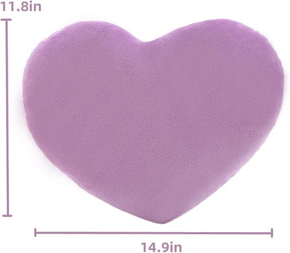 S_SSOY Plush Pillow Heart Shape Cushion Fluffy Throw Pillows Decorative Back Cushions for Friends Valentine's Day (Purple)