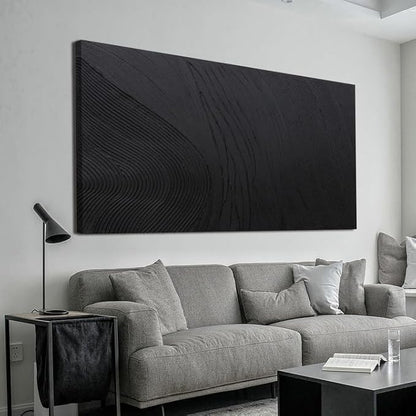 Black Wall Art Decor Canvas Art Wall Decor Black Silence Wall Art Painting Decorations Artwork Wall Art Prints Modern Textured Wall Art for Living Room 20"X40" for Room Bedroom Office Decor