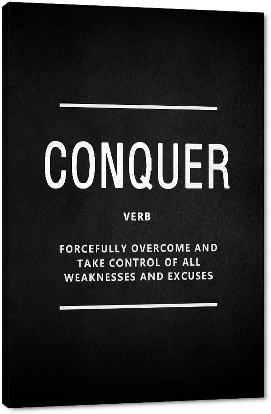 Yatsen Bridge Motivational Wall Art Pictures Inspirational Posters Prints on Canvas Conquer Verb Inspiring Entrepreneur Quotes Office Wall Painting Artwork Home Office Decorstions Framed (28" Wx44 H)