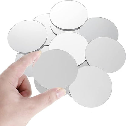Jetec 25 Pcs Small Round Mirrors for Crafts Adhesive Round Mirror Tiles for Centerpieces Home Wall DIY(5 Inch in Diameter)