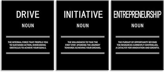 Inspirational Canvas Wall Art for Office Entrepreneurship Initiative Drive 3 Panel Motivational Leadership Print Poster Painting Modern Inspiring Artwork for Home Living Room Wall Decor[36''Wx 16''H]