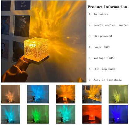 Ocean Wave Projector Light，Aurora Glow Lamp Crystal Night Light Romantic Room Decor，Led Ripple Lamp Lights Party Bedroom Room Decor