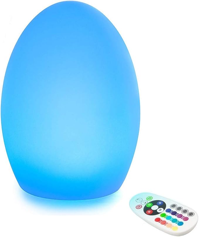 Egg Shape Color LED Mood Lamp, Rechargeable Dimmable Night Light with Remote Control 16 Dimmable Colors 4 Effects for Kids and Adults,Ambient Decorative Party Lighting (10 * 15cm)
