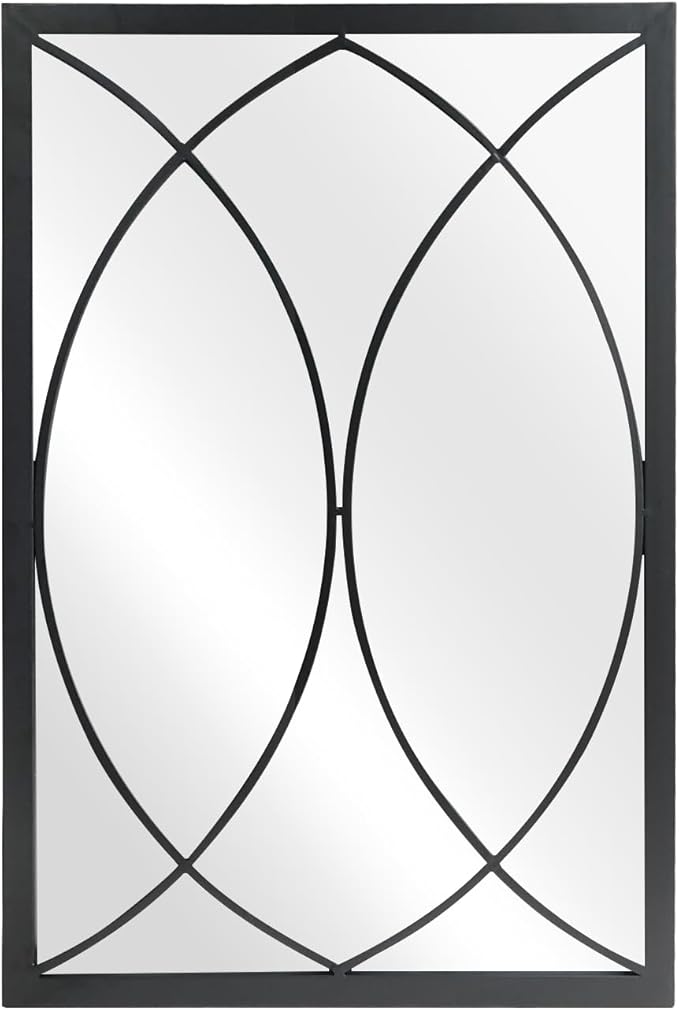 HQiJun Black Rectangle Wall Mirror, Farmhouse Decorative Mirror for Entryway, Living Room, Bedroom, Hallway, Fireplace, Accent Wall Decor (Black2, 30'' x 20'')