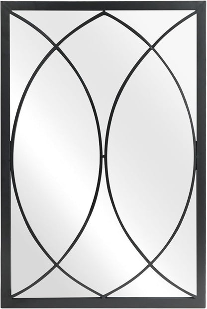 HQiJun Black Rectangle Wall Mirror, Farmhouse Decorative Mirror for Entryway, Living Room, Bedroom, Hallway, Fireplace, Accent Wall Decor (Black2, 30'' x 20'')