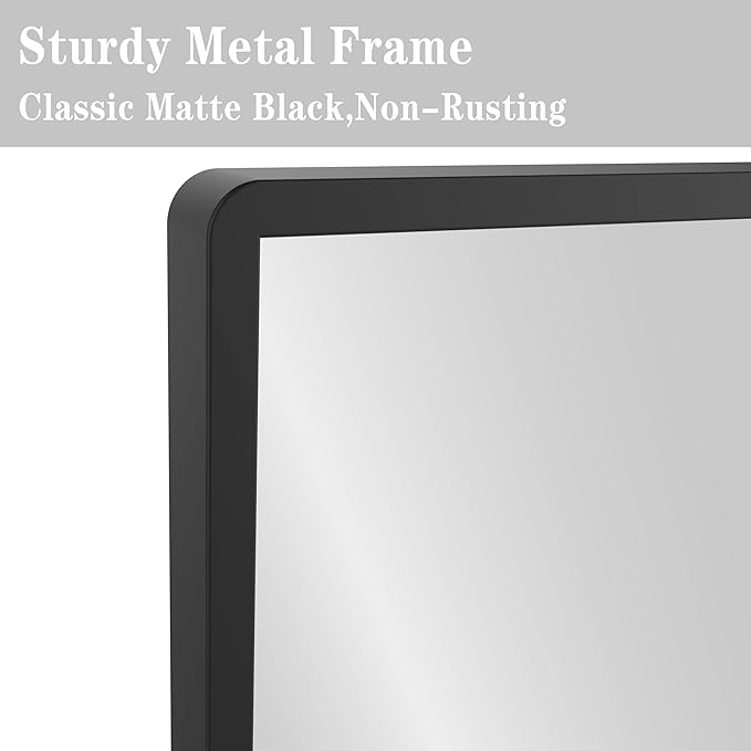 Wall Mirror with Shelf, Rectangle Bathroom Vanity Mirror for Wall, Bathroom Mirrors for Wall, Black Mirror for Bathroom Bedroom Entryway (32'' x 24'')