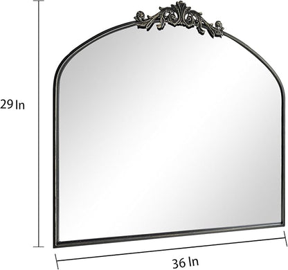 HQiJun Black Vintage Wall Mirror Window Decorative Traditional Mirrors Antique Arched Farmhouse for Living Room Bedroom Entryway Bathroom Vanity (29 * 36 * 1.2,Black)
