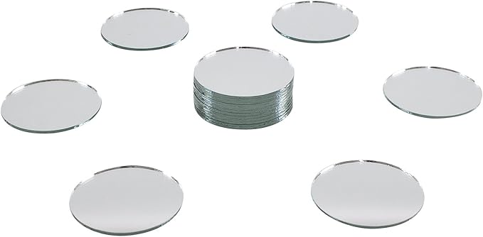 Super Z Outlet Mini Round 2" Inch Small Glass Mirror Circles for Arts & Crafts Projects, Traveling, Framing, Decoration (50 Pieces)